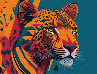 A stylized portrait of cheetah's spirit