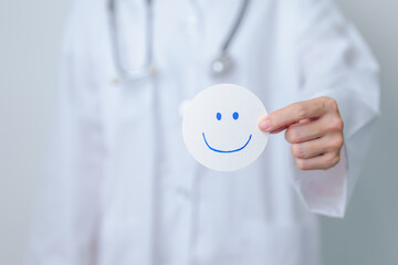 Doctor show Happy smile face paper, Mental health Assessment, Psychology, Health Wellness, Positive...