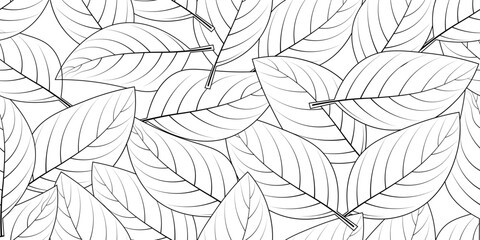 hand drawn leaves seamless pattern