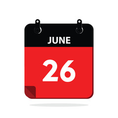 calender icon, 26 june icon with white background