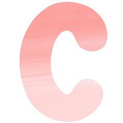 Red and pink gradient letter, Watercolor pattern, Hand drawn