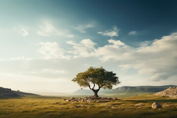 A background with a lone tree and ample space around Generative AI