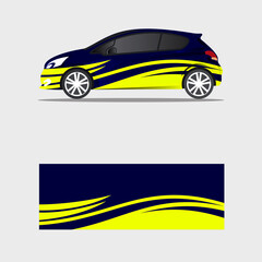 wrappign car decal blue yellow flame creative concept