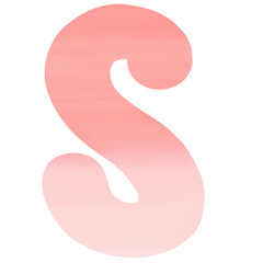 Red and pink gradient letter, Watercolor pattern, Hand drawn