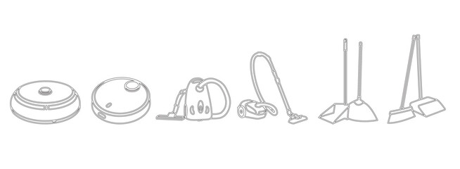 Simple set of Linear vacuum cleaner. illustration of a robot vacuum cleaner. Household appliances outline icon. vector illustration