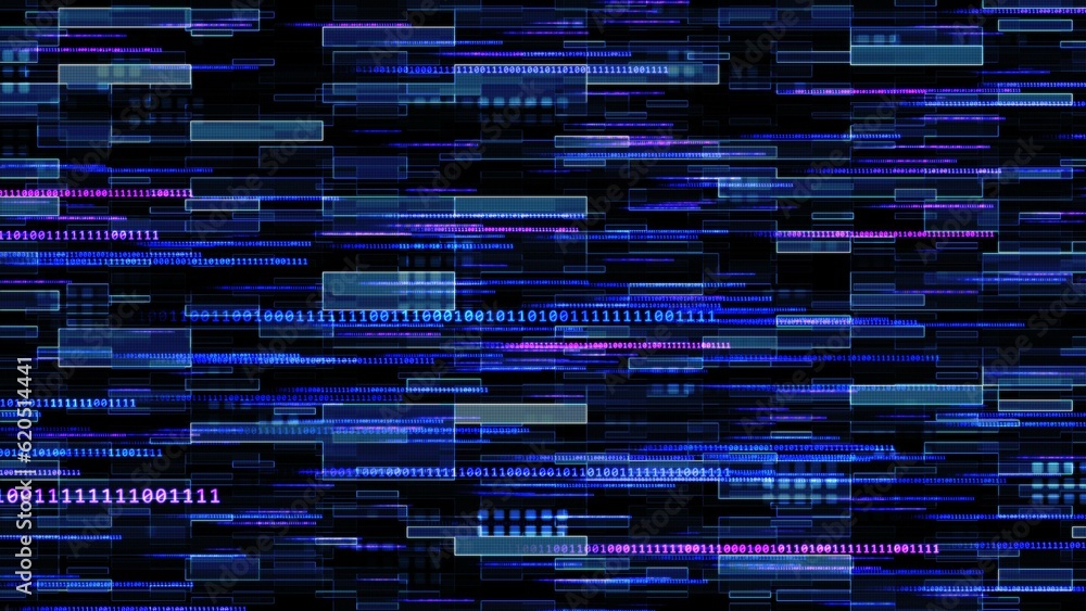 Poster modern graphic background in blue design - random arrangement of dotted rectangles with changing col