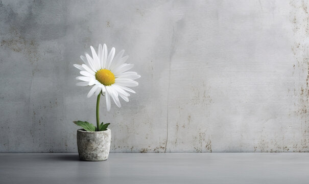  a single white flower in a vase on a counter top.  generative ai