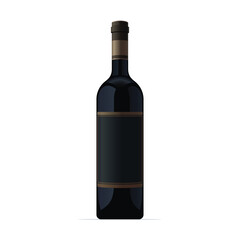 Wine Bottle on White Background. Vector