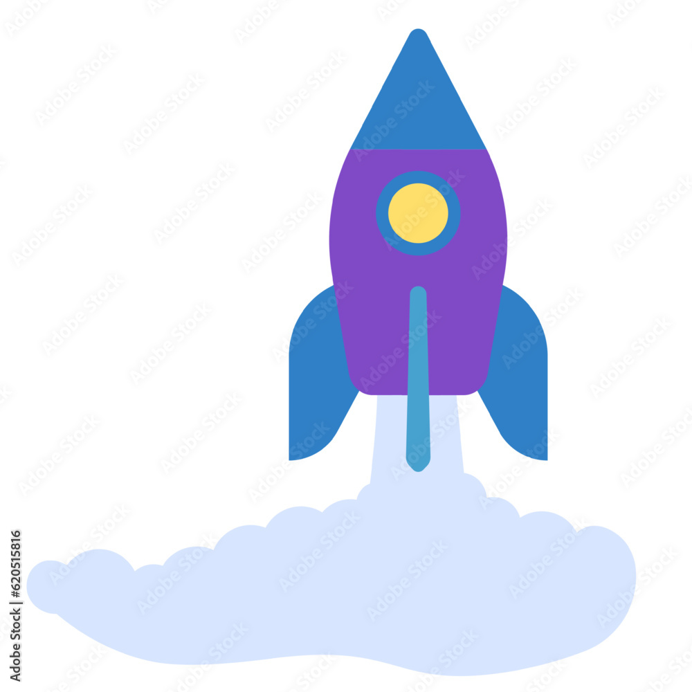 Aufkleber rocket launching process brochure element design. spacecraft flight. vector illustration with empty 