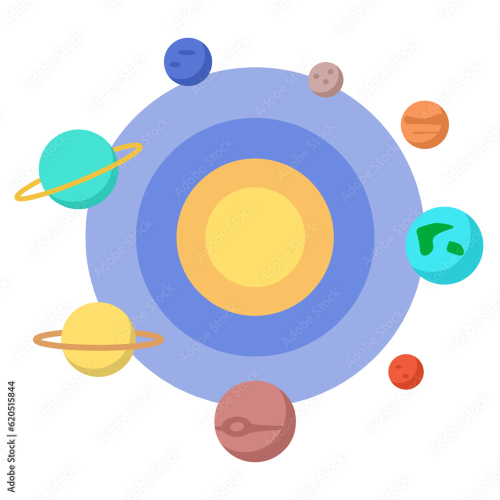 Aufkleber planets in solar system brochure element design. planetary system. vector illustration with empty co