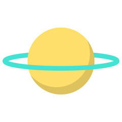 Saturn planet with ring around brochure element design. Gas giant. Vector illustration with empty copy space for text. Editable shapes for poster decoration. Creative and customizable frame