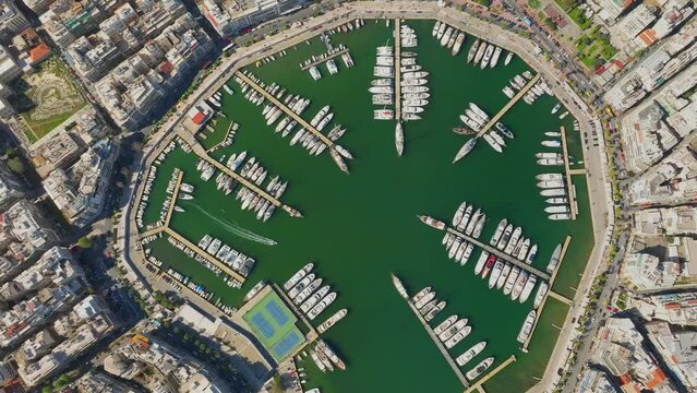 Zea Marina with cityscape in background, Athens