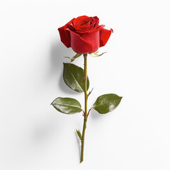 Obraz premium A single red rose on a white background. Generative AI