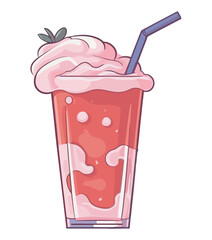 Refreshing cocktail with fruit, and straw