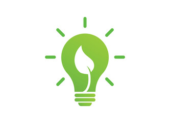 Light bulb with leaf eco icon, Eco friendly energy icon with leaf
