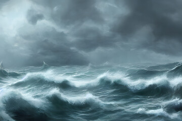 Obraz premium 荒波、白波