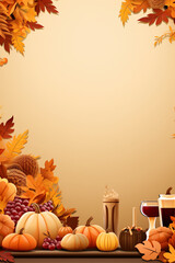 Thanksgiving and fall food and nature graphic design with copy space, AI generated illustration