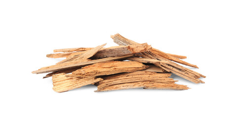 Pieces of tree bark isolated on white