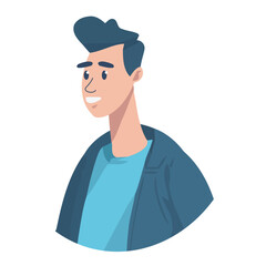 A cheerful businessman in a blue suit