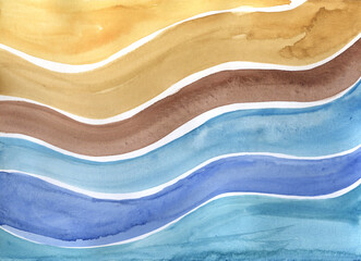 Abstract background, seashore, watercolor illustration, sea background