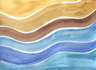 Abstract background, seashore, watercolor illustration, sea background