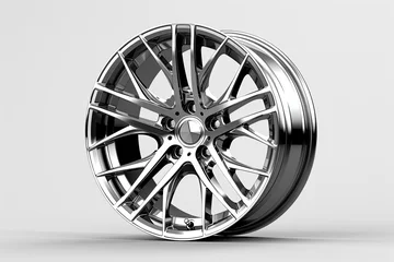 Fotobehang A sporty car wheel rim with a pure white background © twilight mist