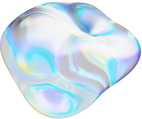 Chromatic dispersion abstract glass shape isolated on transparent background - 3D rendering