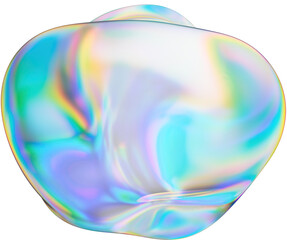 Chromatic dispersion abstract glass shape isolated on transparent background - 3D rendering
