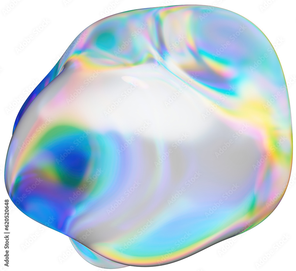 Fototapete chromatic dispersion abstract glass shape isolated on transparent background - 3d rendering