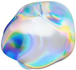 Chromatic dispersion abstract glass shape isolated on transparent background - 3D rendering