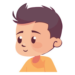 Cheerful cartoon boy smiling, cute and happy