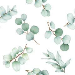  elegant seamless pattern greenery flower and leaves 