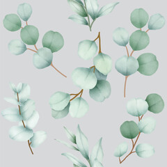  elegant seamless pattern greenery flower and leaves 