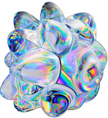 Chromatic dispersion abstract glass shape isolated on transparent background - 3D rendering