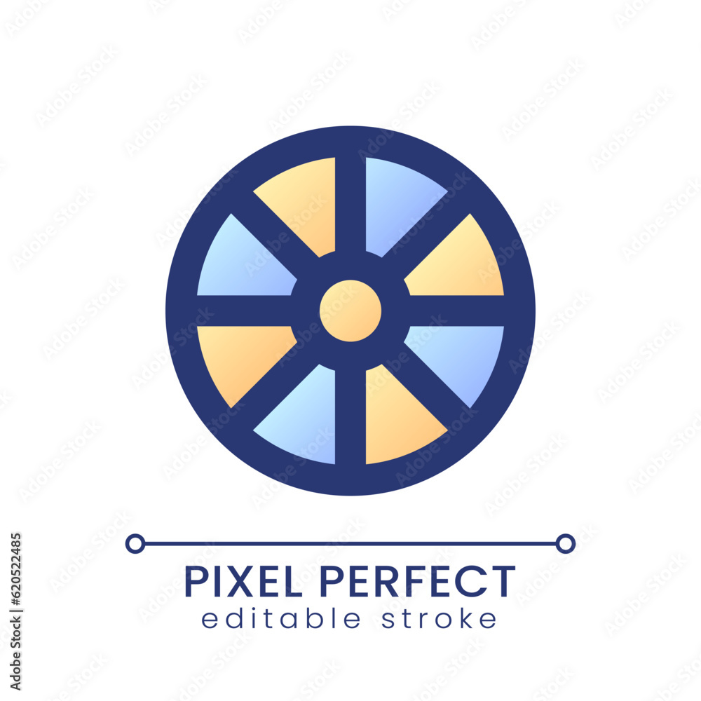 Poster hue color pixel perfect gradient fill ui icon. palette wheel. video correcting tool. retouching soft