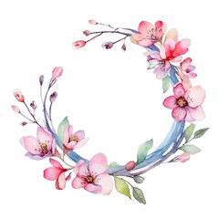 Isolated PNG cutout of a Watercolor spring wreath, Generative ai