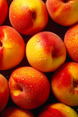Fototapeta na wymiar Close up of bunch of peaches with water droplets on them,. Generative AI.