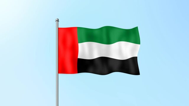 United Arab Emirates (UAE) flag waving on beautiful clean blue sky footage background. 4k