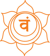 Om Sacral chakra savadhishthana icon yoga zen symbol orange minimal simple