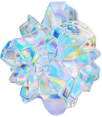 Chromatic dispersion abstract glass shape isolated on transparent background - 3D rendering