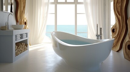 Fototapeta na wymiar Modern epoxy tub with wonderful design, what is not there every bathroom, but it van be yours