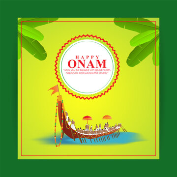 Vector illustration of Happy Onam social media story feed mockup template
