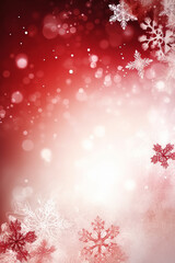 Red Christmas festive background with snowflakes and copy space. Generative Ai