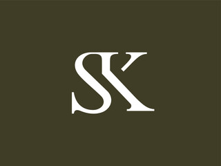 Letter SK serif font typography logo with classic modern style for signature symbol, personal brand, wedding monogram, etc. - obrazy, fototapety, plakaty