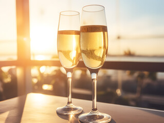 Toasting with a glass of luxurious champagne, party, christmas, celebration, new year, happiness, family, blink, glitter, background, design, concept