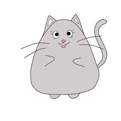 Cat, kitten, cartoon, cute ,happy