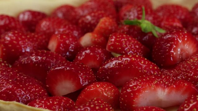 d&eacute;licieuse tarte aux fraises, en gros plan