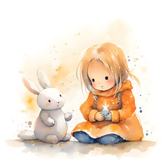 Fansy cute illustration of animal decoration, for baby, artwork, white background, painting, watercolour, unicorn