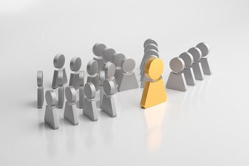 Crowd business organization. Leadership and teamwork concept