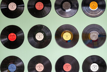 Vinyl records music background